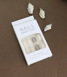 Beige Nude Press-On Nails with Glitter Accents - 24pcs Natural Elegant Design