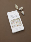 Mint Green and Brown Wave Design Press-On Nails - 24pcs Stylish Abstract Set