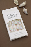 Mint Green and Brown Wave Design Press-On Nails - 24pcs Stylish Abstract Set