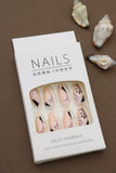 Chic Almond Nail Set with Minimalist Black and Silver Art – Perfect for Effortless Glam, 24pcs for a Natural, Comfortable Fit.