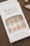 Beige and White Wave Design Press-On Nails – Sophisticated Style, 24pcs DIY Set