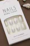 Silver Glitter Ombre on White Press-On Nails - 24pcs Elegant Sparkle Set