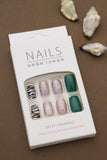 Green, Pink Glitter, and Zebra Print Press-On Nails - 24pcs Stylish DIY Set