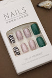 Green, Pink Glitter, and Zebra Print Press-On Nails - 24pcs Stylish DIY Set