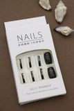 Black and Gold Glitter Striped Press-On Nails - 24pcs Elegant Square Design