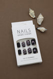 Bold Black Press-On Nails with Modern Leopard Print and Abstract Accent Design - 24pcs Set