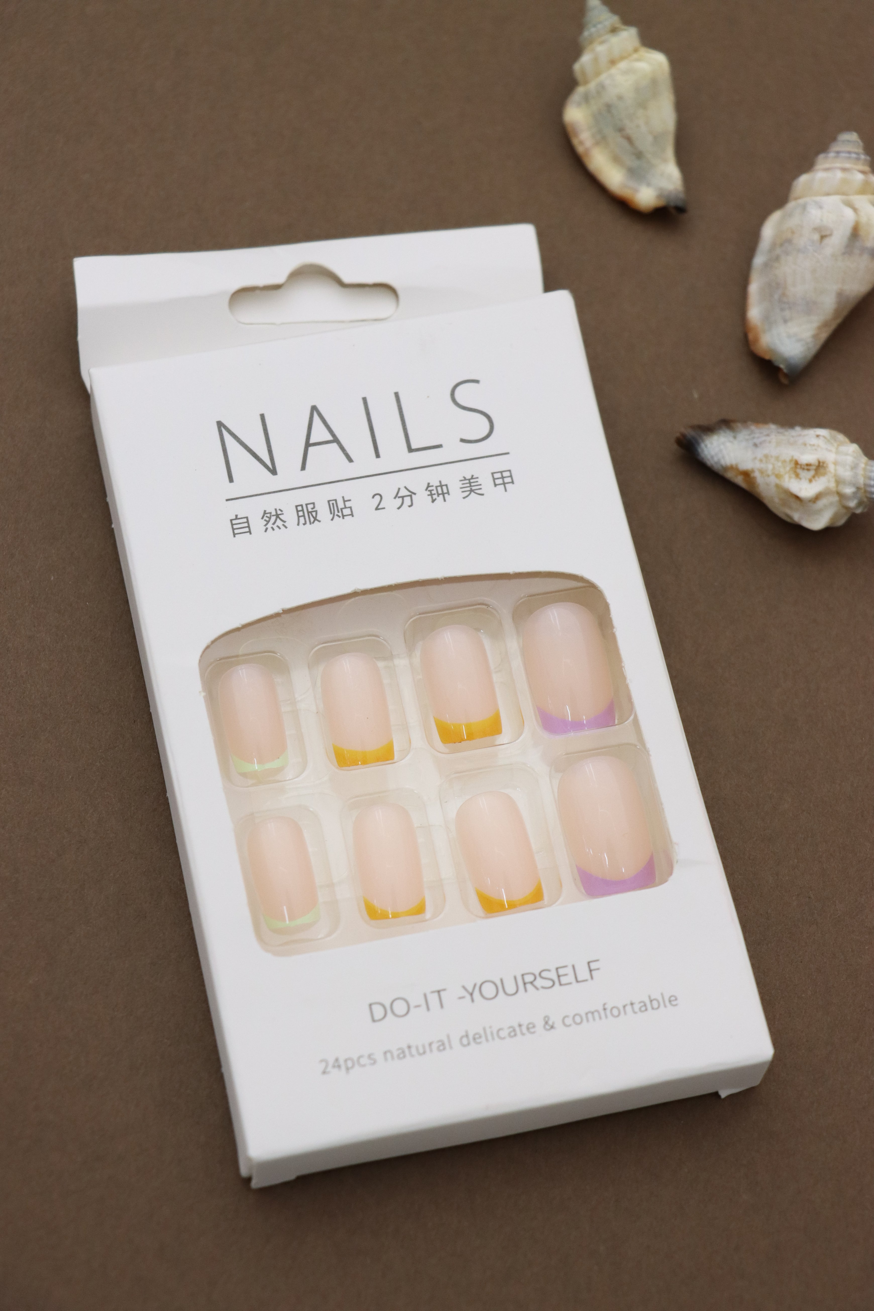 Elegant Pastel-Tipped Press-On Nails - DIY French Style (24pcs)