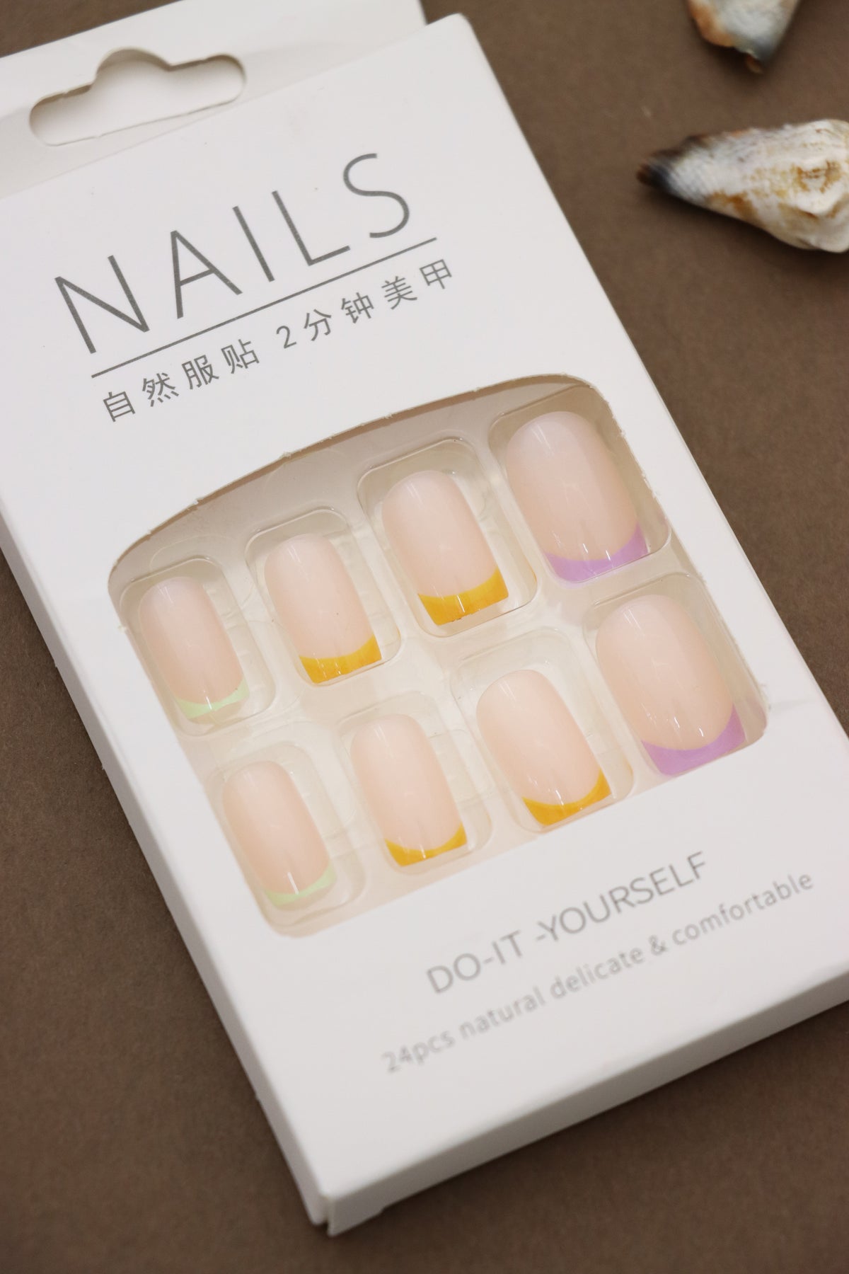 Elegant Pastel-Tipped Press-On Nails - DIY French Style (24pcs)