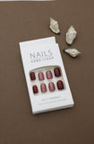 Deep Maroon Press-On Nails with Glitter Accents – Bold and Shimmery Look