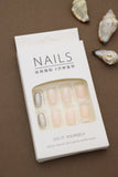 Peach Tribal Print and Silver Glitter Press-On Nails - 24pcs Chic DIY Set