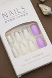 Glitter Ombre and Lilac Press-On Nails - Sparkling White with Purple Accent DIY Set (24pcs)