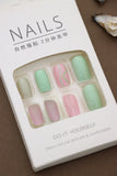 Mint Green & Pink Swirl Press-On Nails - 24pcs Pastel Charm Collection